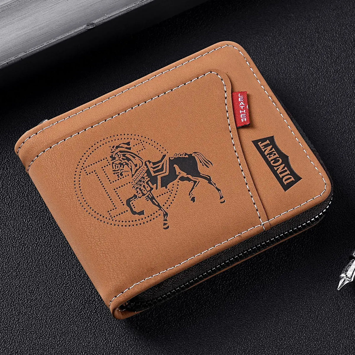 Vintage Waxed Leather Bifold Wallet with Coin Pocket