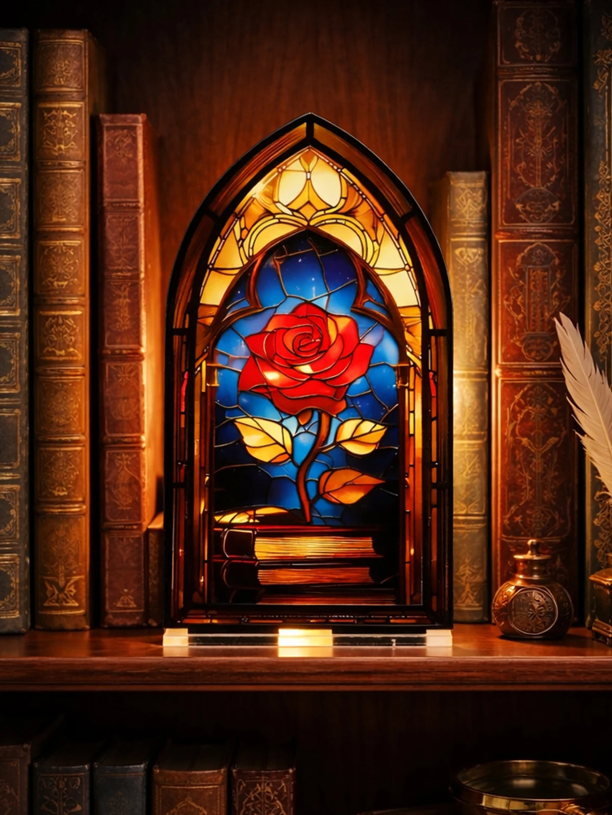 Acrylic Rose Gothic Arch Bookend for Bookshelf Decor