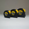 Black Makote measuring tapes showing 5m and 10m scales with yellow handles