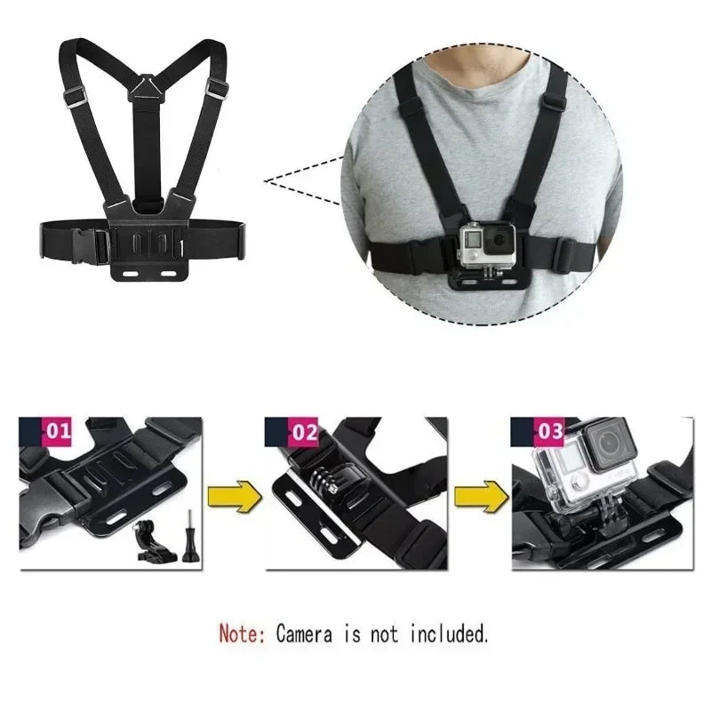 Adjustable Chest Strap Phone Clip Holder for Action Cameras and Smartphones
