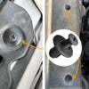 Close-up of a heavy-duty plastic fastener used to secure automotive or DIY projects.