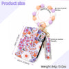 Floral Print PU Leather Wristlet Keychain Wallet with Card Holder
