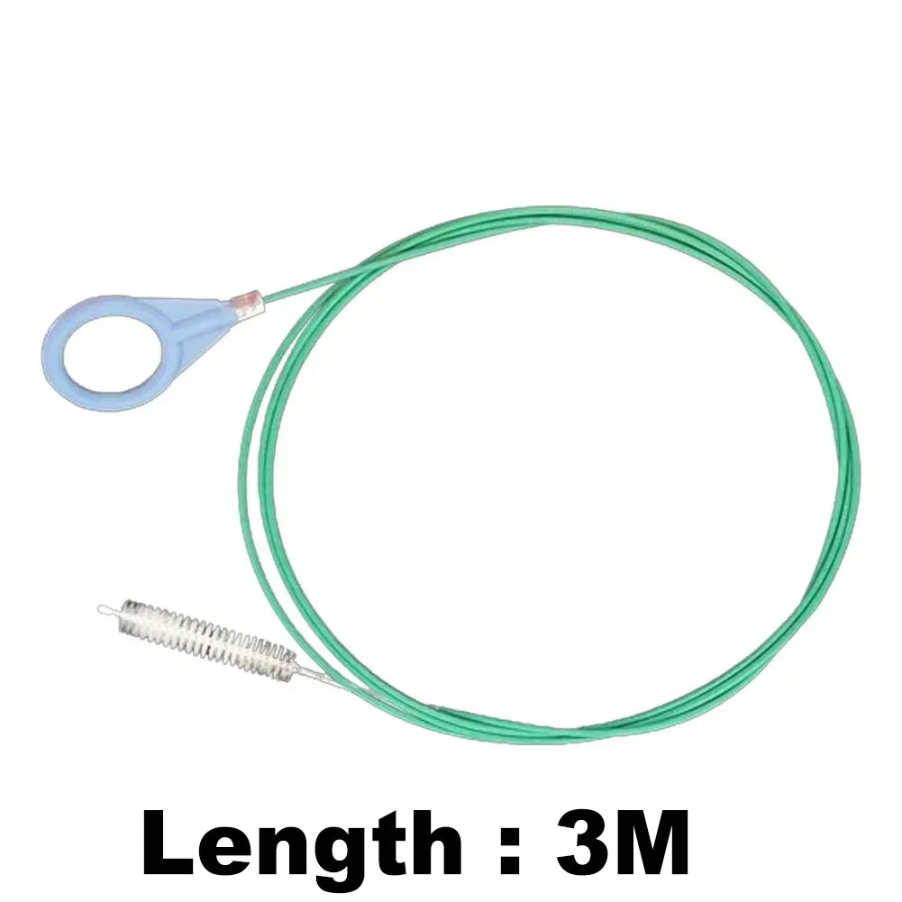 A green flexible brush with a loop end is shown, measuring 3 meters in length.