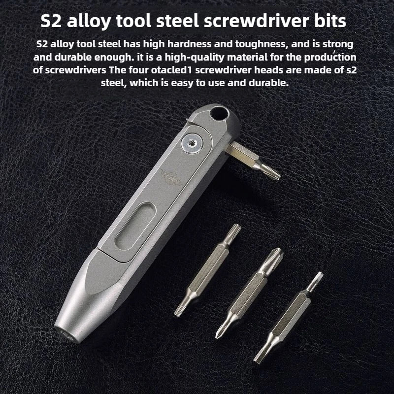 Titanium Alloy Mini Screwdriver with Magnetic Double-Ended Bits