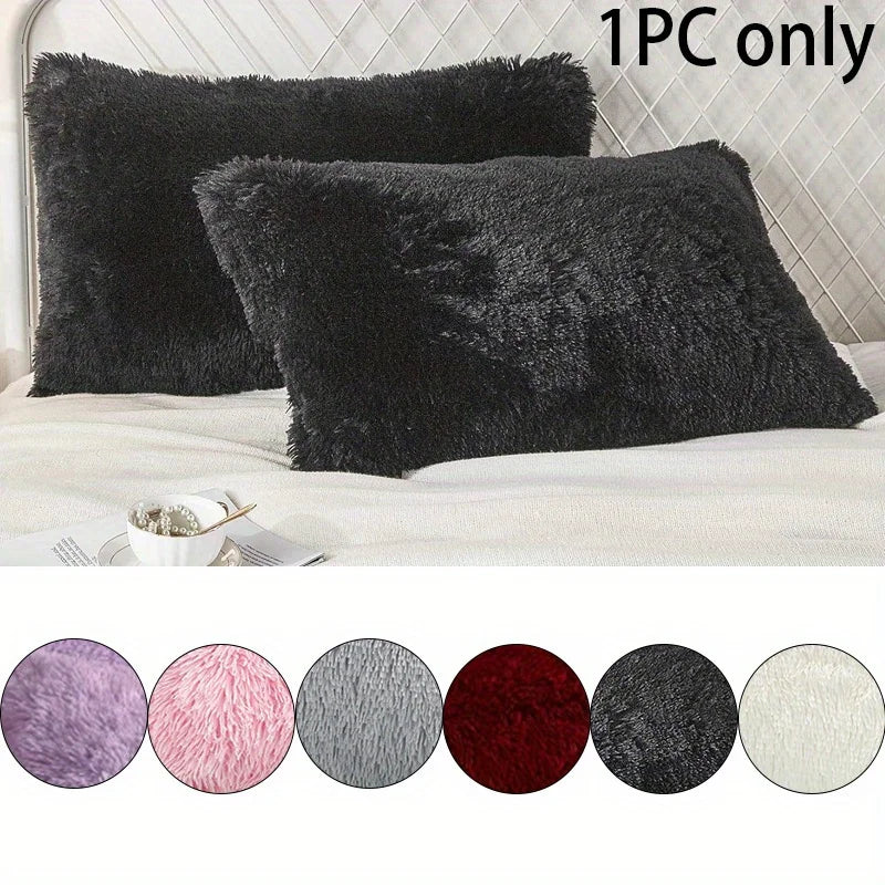 Plush Faux Fur Pillowcase with Hidden Zipper