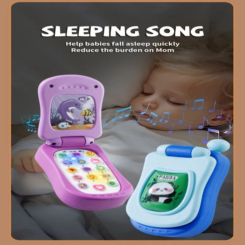 Kids' Cartoon Flip Phone Toy with Music and Learning Games