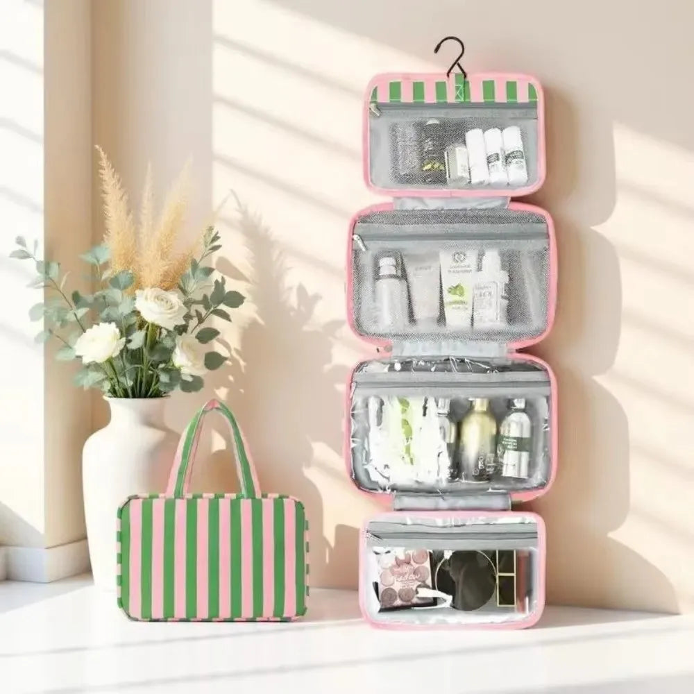 4-Fold Hanging Travel Toiletry Bag with Hook