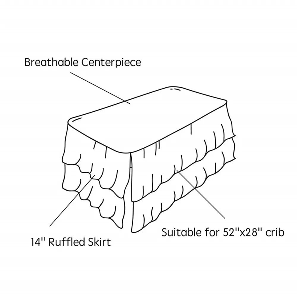 Two-Layer Ruffled Crib Bed Skirt for Standard and Toddler Beds