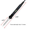 A black soldering iron kit with an LCD display and replaceable tips shown diagonally.