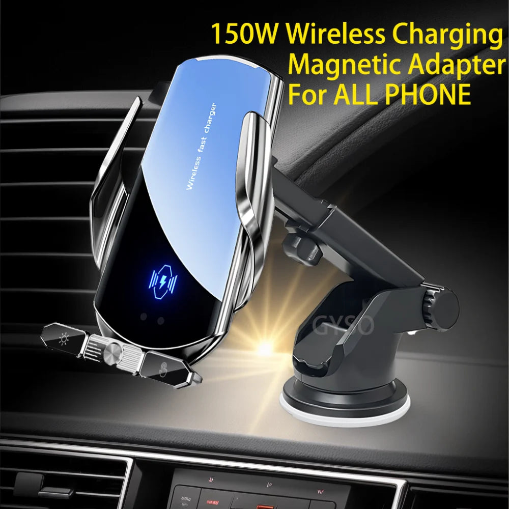 150W Magnetic Wireless Car Charger Mount with Auto-Clamping Cradle