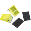 A yellow mini jack stand and tool set for RC crawlers, including a yellow plastic piece and a black rubber mat.