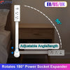 A white adjustable angle power socket expander rotates 180 degrees for wall outlet extension.