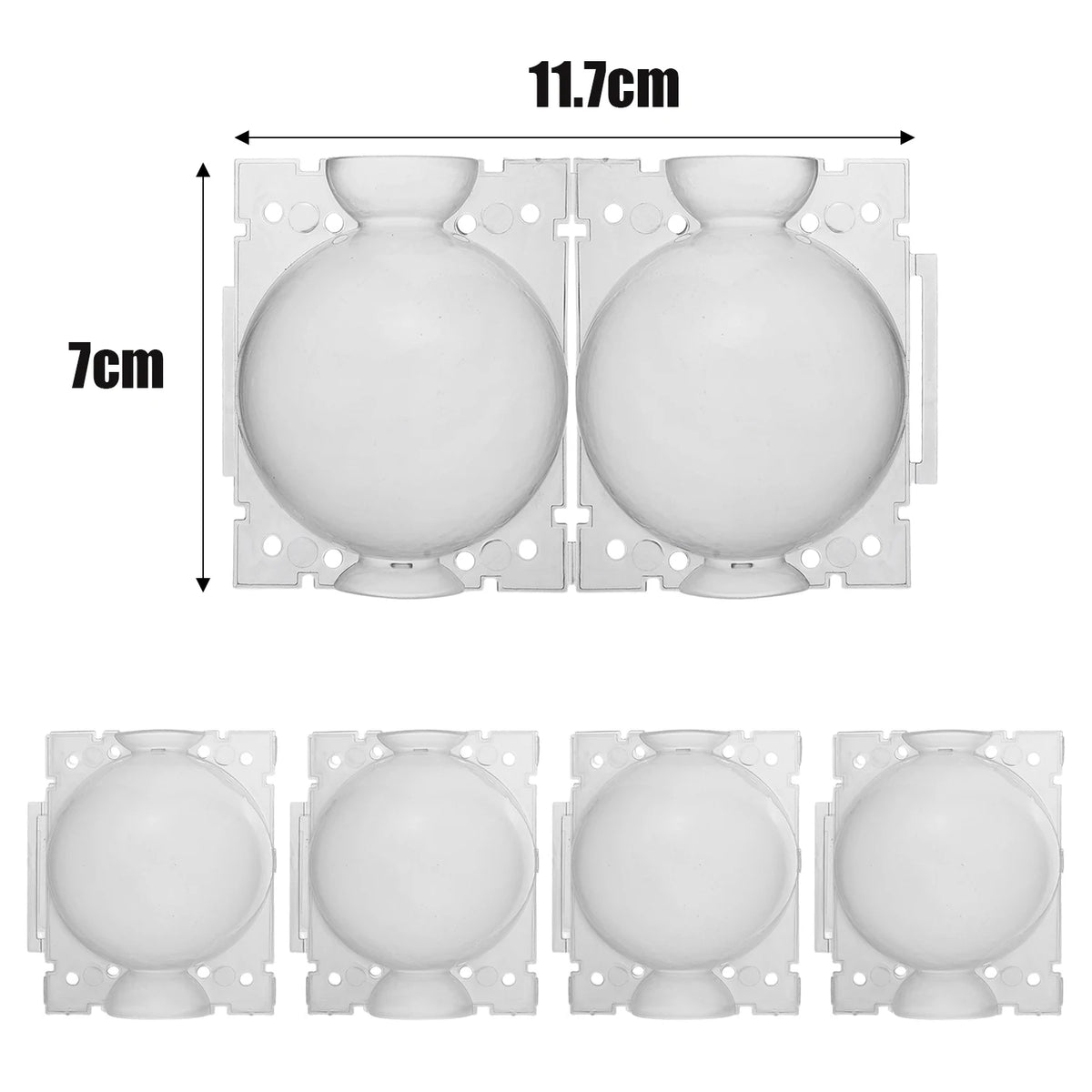 A set of four white reusable plant rooting balls with hinged lids for air layering propagation.