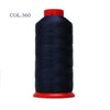 A spool of dark blue heavy-duty nylon bonded thread with a red cap.