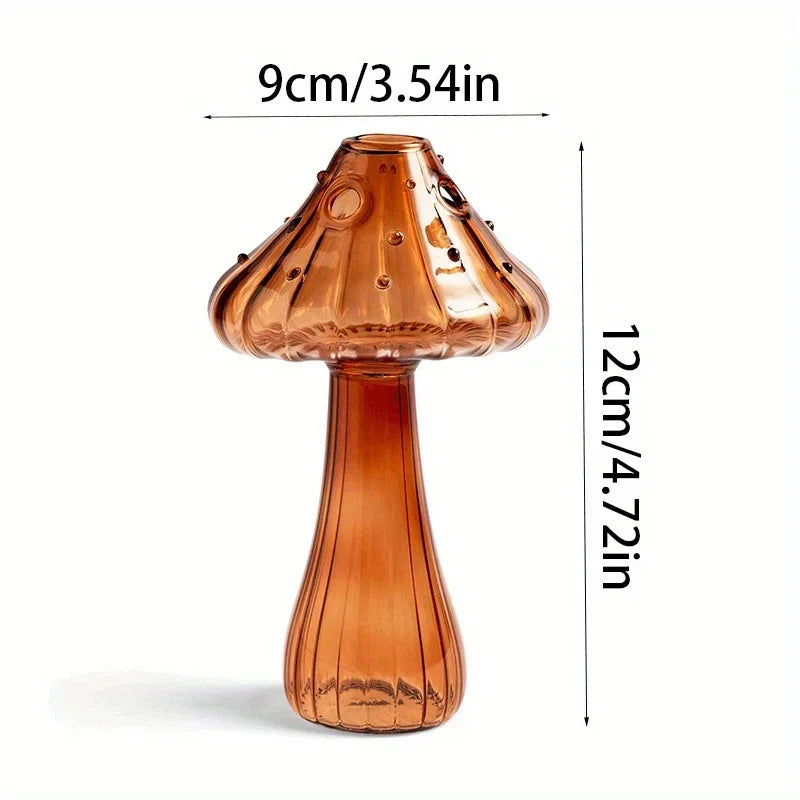 Colorful Glass Mushroom Vase for Hydroponic Plants