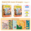 A set of 64 pages of a digital link maze book including a cover and bottom, with an erasable pen, board wipe, and buckle.