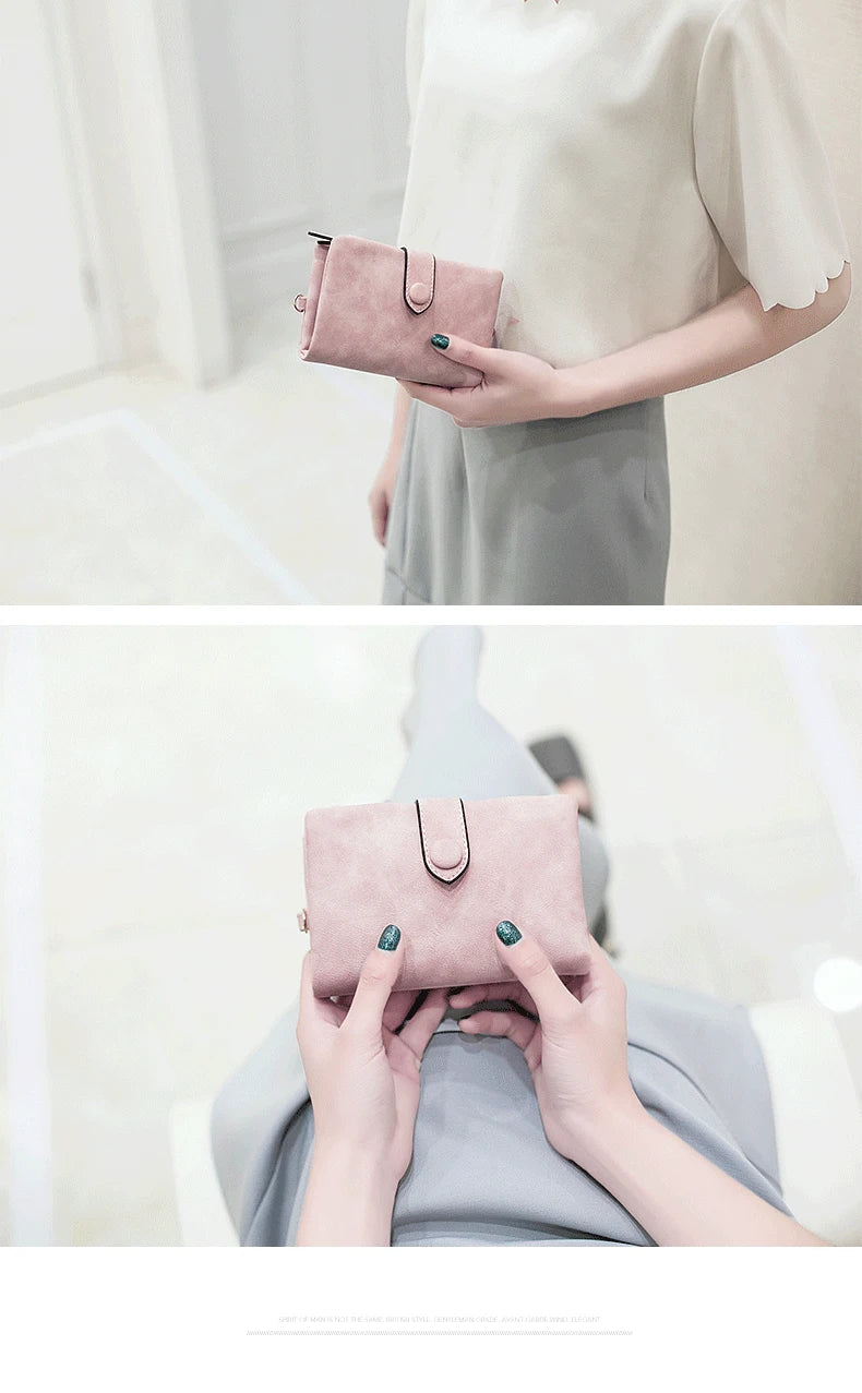 Compact Frosted Tri-Fold Wallet for Women