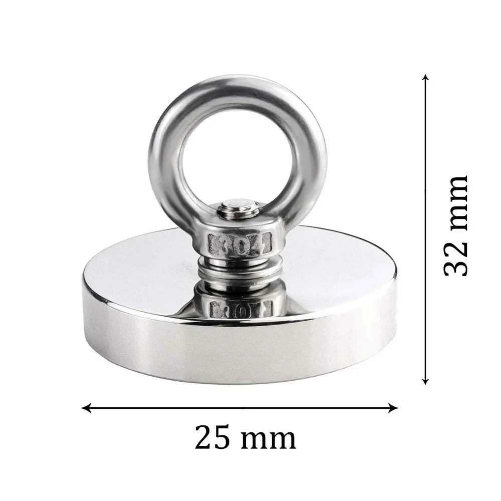 Silberner, schwerer Neodym-Köderhaken mit runder Basis und 32 mm Höhe