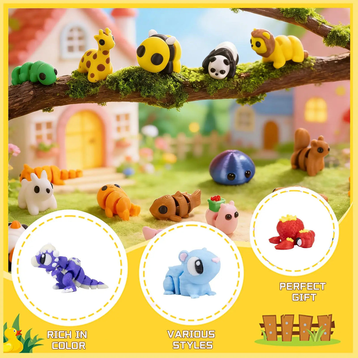 3D Printed Articulated Animal Figurine Set - 50 Piece Surprise Collection