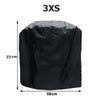 Black 3XS size heavy-duty waterproof BBQ grill cover shown from the top.