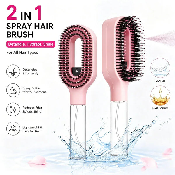 2-in-1 Detangling Hair Brush with Scalp Massage and Anti-Static Spray