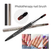 A set of black and gold psychotherapy nail brushes shown alongside application examples on fingers.