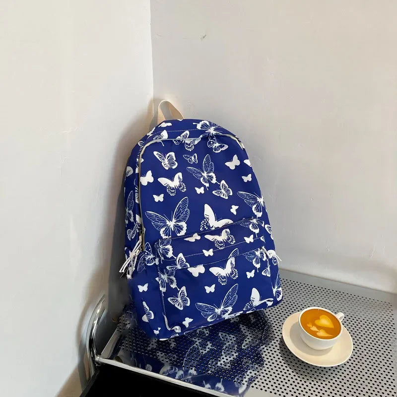 Butterfly Print Canvas Backpack for Women