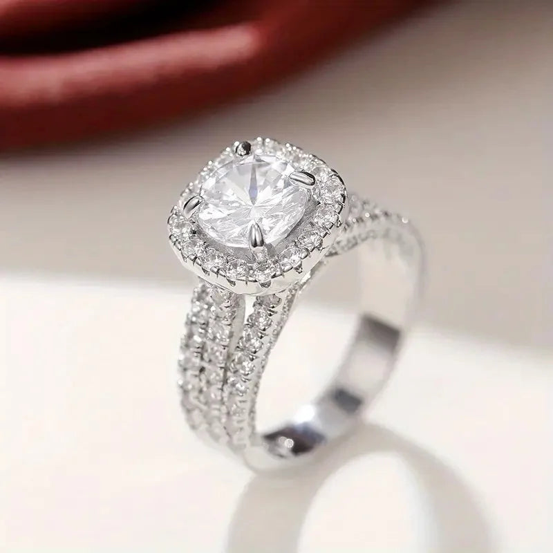 925 Sterling Silver Heart Moissanite Ring