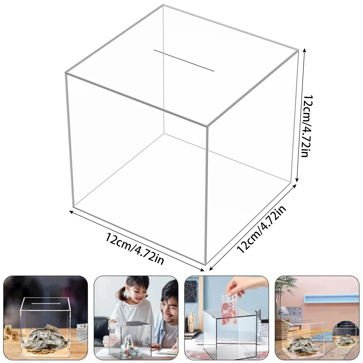 Clear Acrylic Piggy Bank for Adults and Kids