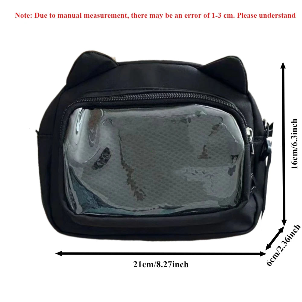 Y2K Transparent Ita Bag with DIY Badge Display Panel