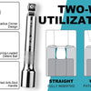 A set of two-way utilization socket extensions showing straight and wobble insertion methods.