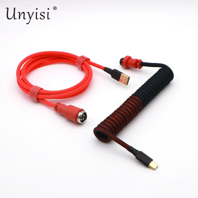Handcrafted Coiled USB-A to Type-C Cable for Mechanical Keyboards