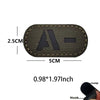 A rectangular, dark olive green glow-in-the-dark tactical patch with a hook and loop backing.