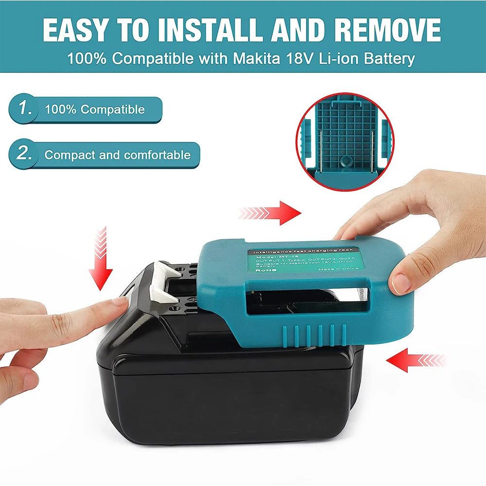 USB & Type-C Power Adapter for Makita 18V Batteries