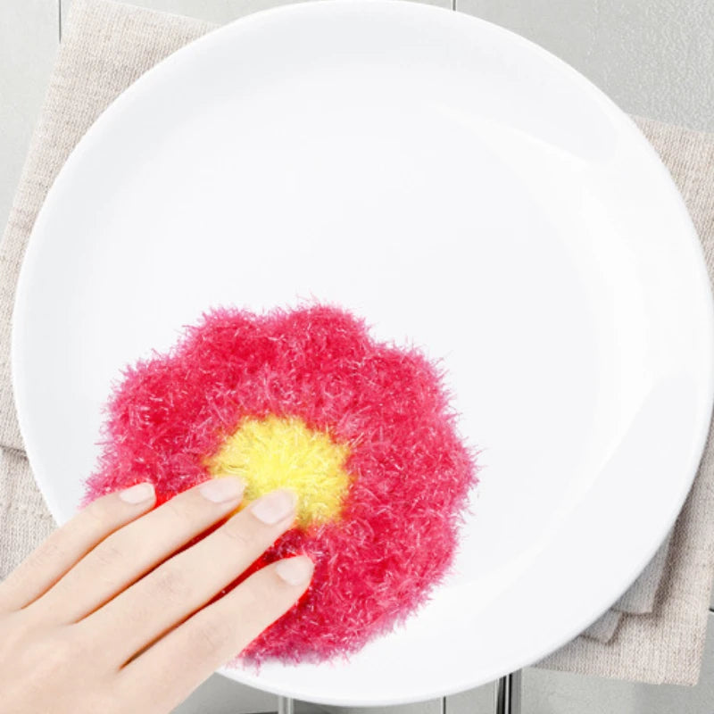 Floral Kitchen Scrubber Sponge – Non-Scratch Scouring Pad for Dishes, Pots & Pans