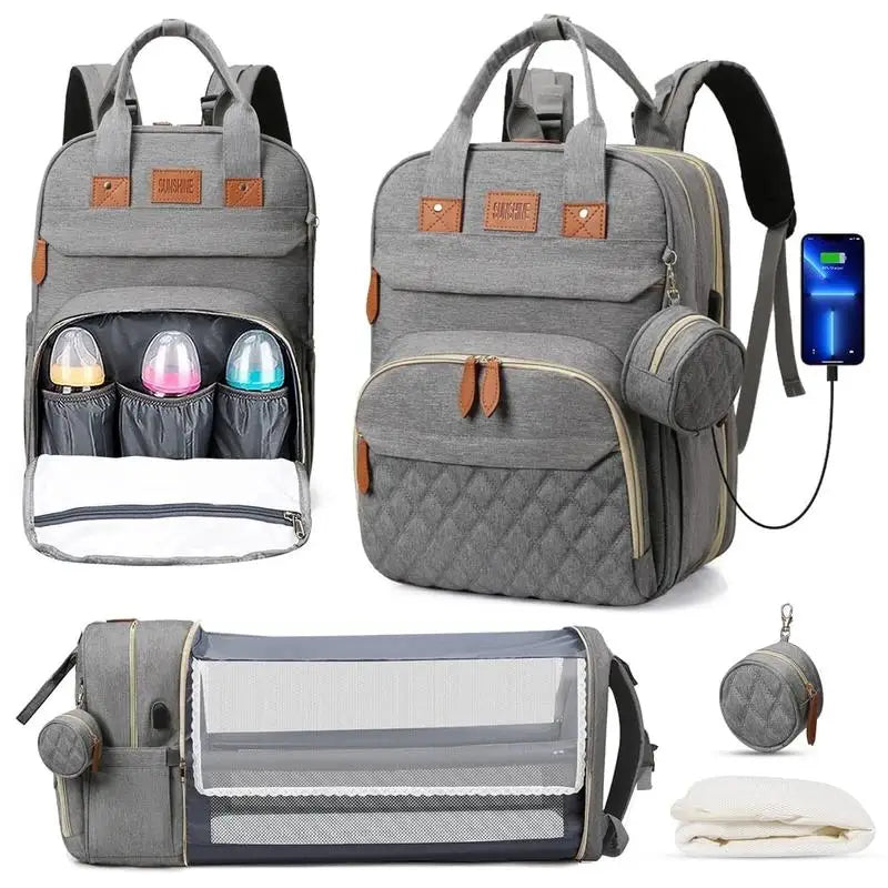 3-in-1 Diaper Bag Backpack with Foldable Changing Mat