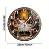 Last Supper Wooden Wall Clock – Silent Round Design for Timeless Home Decor