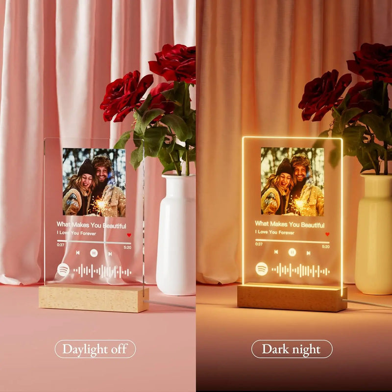 Personalized Spotify Music Photo Plaque with LED Night Light