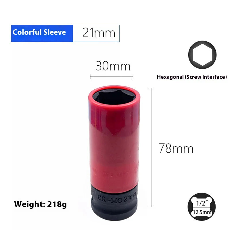 Impact Wrench Socket Set with Protective Sleeves (15-22mm)
