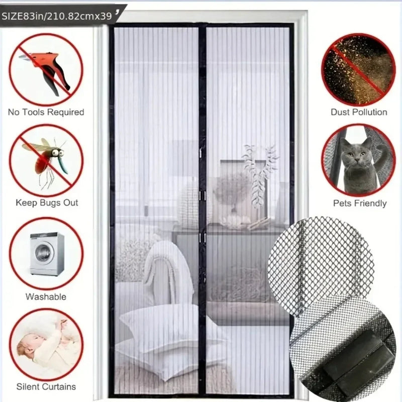 Magnetic Insect Screen Curtain for Doors & Windows