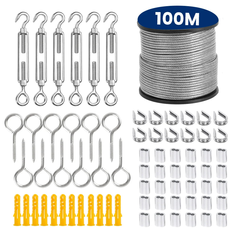 Pvc-Coated Steel Wire Rope Clothesline Kit with Hardware