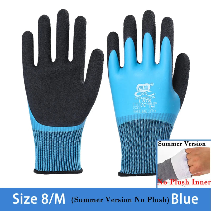 Winter Waterproof Thermal Work Gloves with Anti-Slip Latex Grip