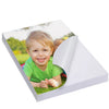 A photo of a smiling toddler outdoors is shown on glossy self-adhesive inkjet photo paper.