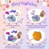 DIY kit showing steps for making a flower puncture painting craft using fabric and a pen