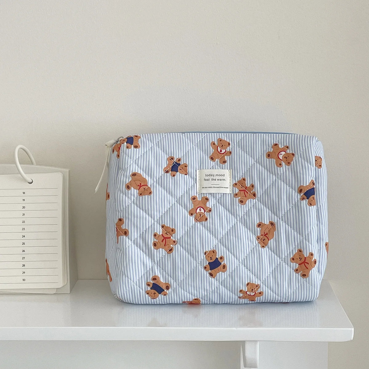 Striped Bear Large-Capacity Makeup Bag