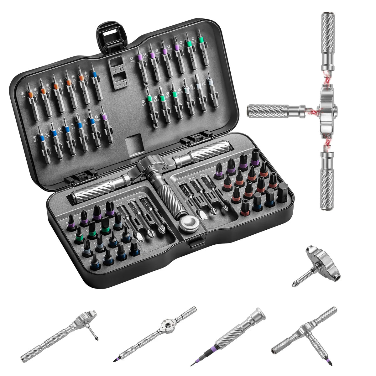 Magnetic Ratchet Screwdriver Set with Detachable T-Handle