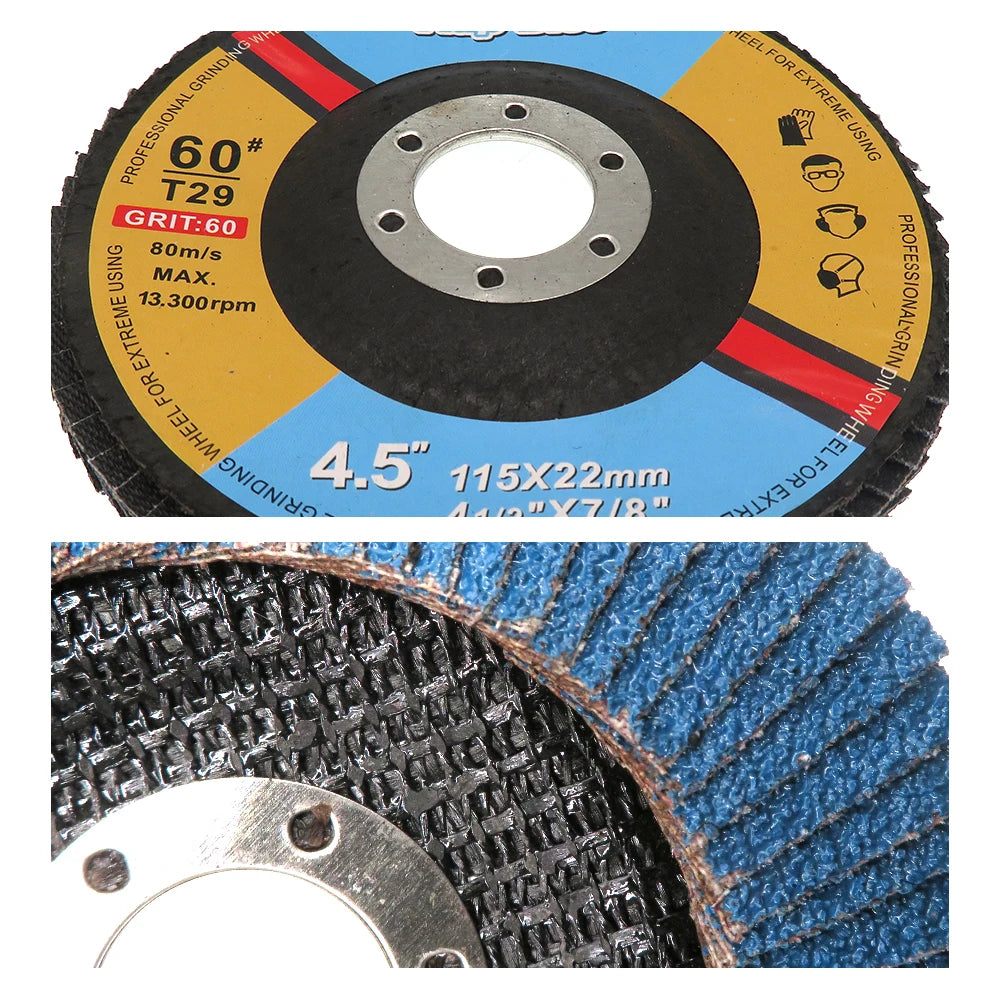 A view of a 60# T29 grit grinding disc for an angle grinder, showing the disc and mounting hardware.