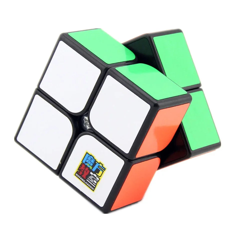 A green and black MoYu Meilong 2x2 speed cube shown from an angle.