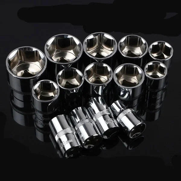 12-Piece Ratchet Socket Wrench Set for Bike, Motorcycle & Auto Repairs