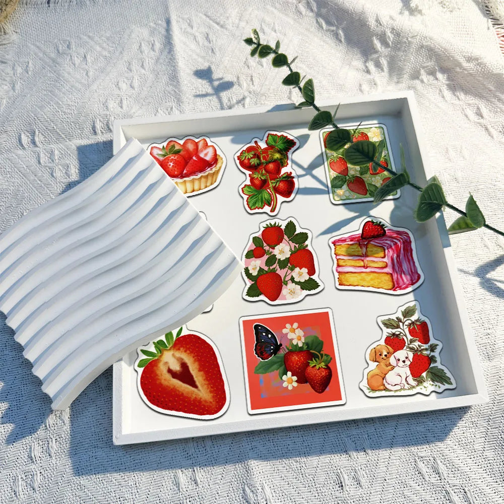 Cute Strawberry Waterproof Stickers Pack (50 Pcs)